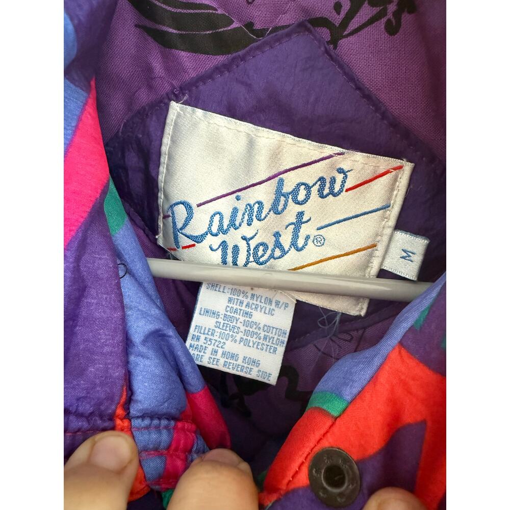 Vintage neon retro puffer ski jacket rainbow west - Picture 5 of 6